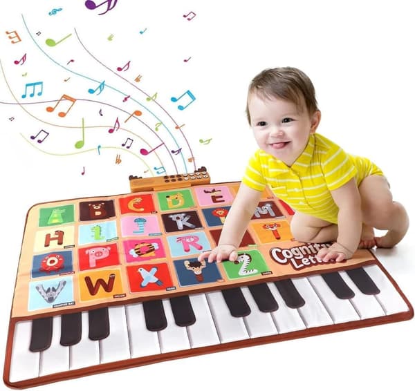 OBOSOE Pianomatta - Musikaliskt tangentbord som golvmatta Pedagogisk musikalisk leksak, interaktiv musikalisk present för pojkar och flickor 3-9 år