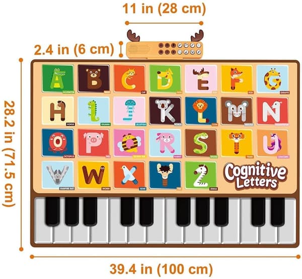 OBOSOE Pianomatta - Musikaliskt tangentbord som golvmatta Pedagogisk musikalisk leksak, interaktiv musikalisk present för pojkar och flickor 3-9 år