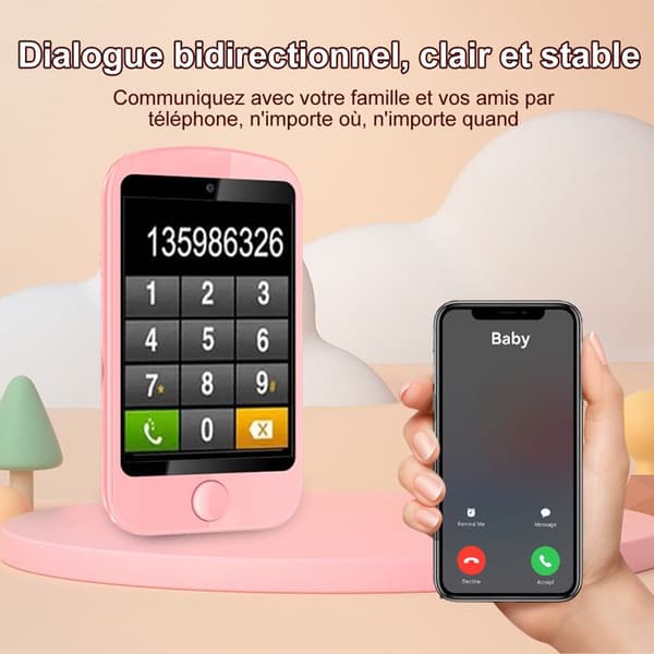 Barn leksak mobiltelefon - K IKIDO - Rosa pony stil - telefonkort kan sättas in - 700 mAh - 4G samtal