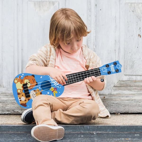 OBOSOE Legetøj Ukulele til børn, Guitar Ukulele Begyndere, Legetøj til tidlig uddannelse, Musikinstrument Mini Guitar til Færdighedsforbedring