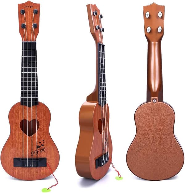 OBOSOE Soitettava Ukulele-lelu lapsille – Nelikielinen kitara ABS:ssä, aloittelija