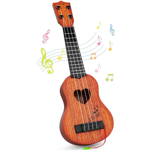 OBOSOE Soitettava Ukulele-lelu lapsille – Nelikielinen kitara ABS:ssä, aloittelija