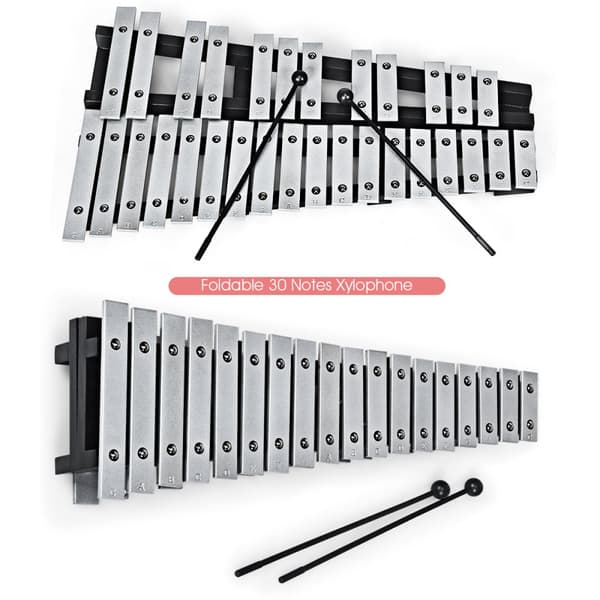 Glockenspiel Xylofon, 55.88x33.02x5.08 cm, Sort Sølv