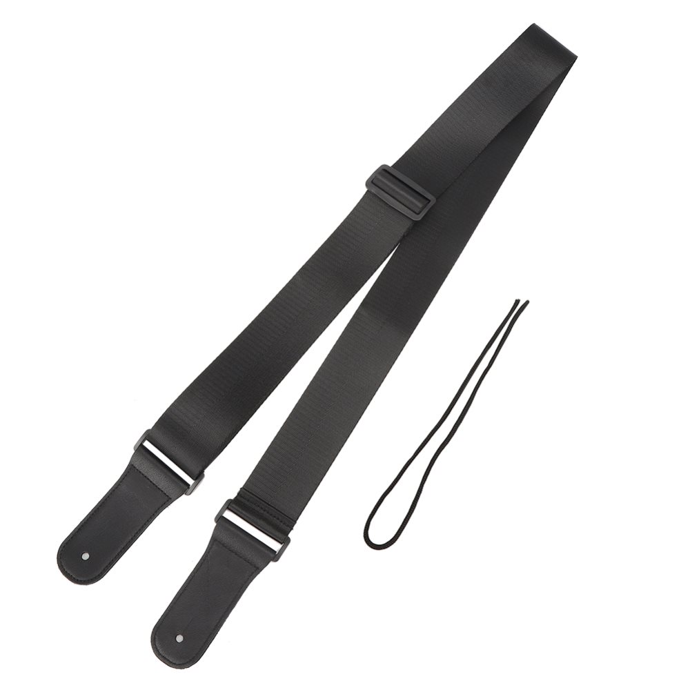 Kitaran olkahihna, akustinen sähköbasso, ukulele, nylonhihna, säädettävä nahkapää (musta)