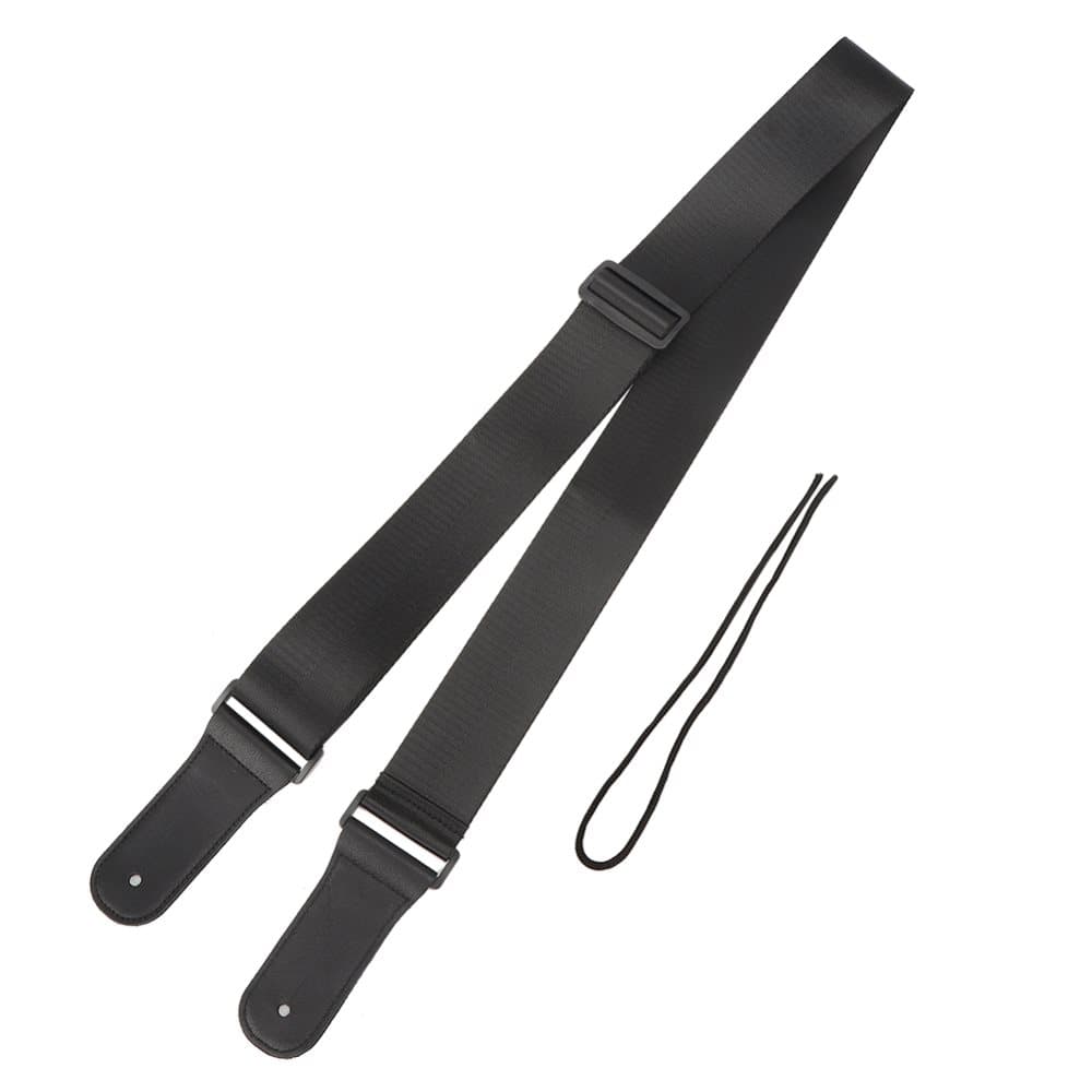 Kitaran olkahihna, akustinen sähköbasso, ukulele, nylonhihna, säädettävä nahkapää (musta)