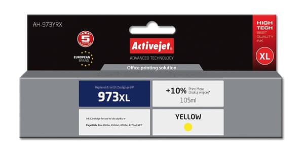 Activejet AH-973YRX-bläck (ersättning för HP 973XL F6T83AE; Premium; 105 ml; gul)