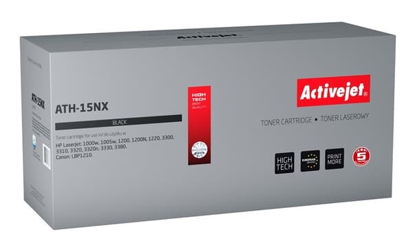 Activejet ATH-15NX -väriaine (korvaa HP 15X C7115X:lle, Canon EP-25:lle; Supreme; 4200 sivua; musta)
