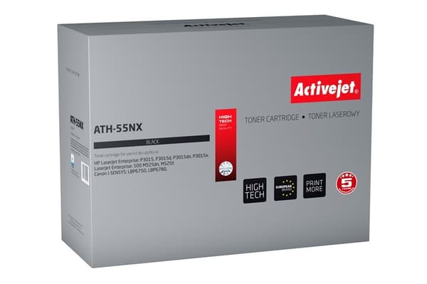 Activejet ATH-55NX väriaine (korvaa HP 55X CE255X, Canon CRG-724H; Supreme; 12500 sivua; musta