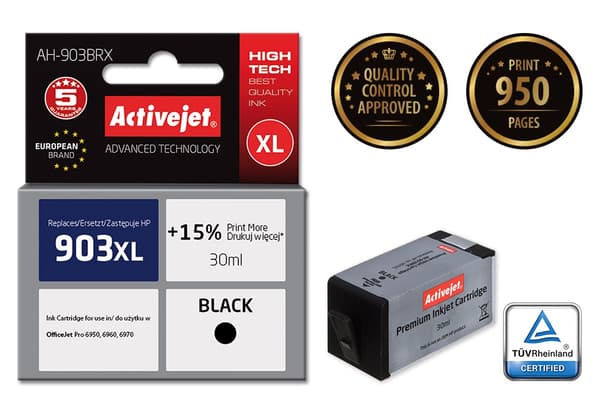 Activejet AH-903BRX blæk (erstatning for HP 903XL T6M15AE; Premium; 30 ml; sort)