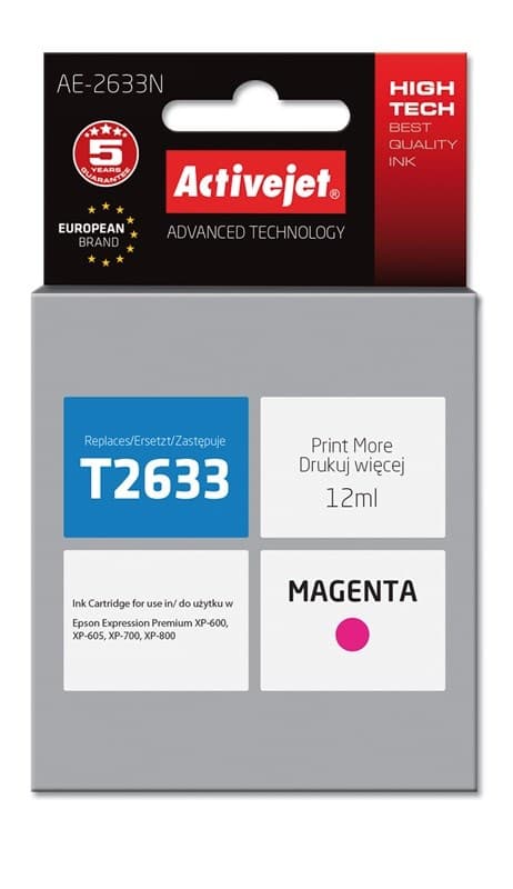 Activejet AE-2633N muste (korvaa Epson 26 T2633:lle; Supreme; 12 ml; magenta)
