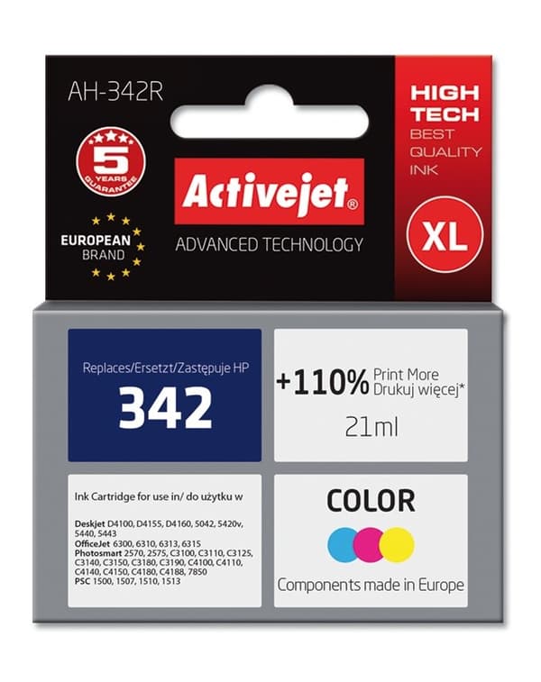 Activejet AH-342R blækpatron (erstatning for HP 342 C9361EE; Premium; 21 ml; farve)