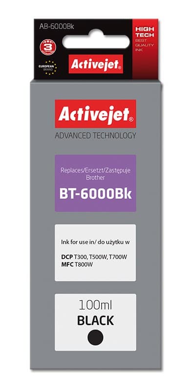 Activejet AB-6000Bk bläckflaska (ersättning för Brother BT-6000BK; Supreme; 100 ml; svart)