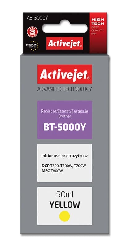 Activejet AB-5000Y mustepullo (korvaa Brother BT-5000Y:lle; Supreme; 50 ml; keltainen)