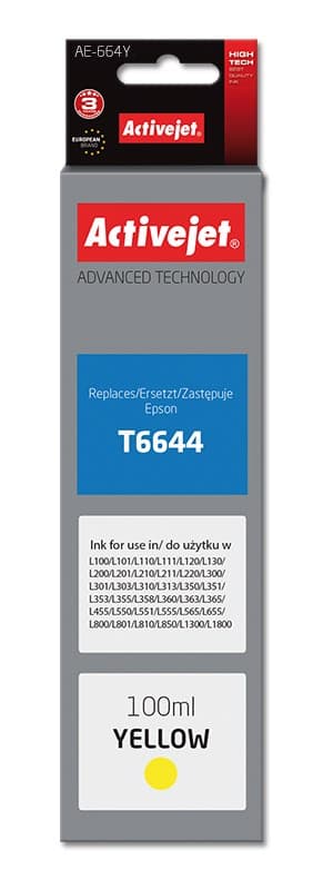 Activejet AE-664Y blæk (erstatning for Epson T6644; Supreme; 100 ml; gul)