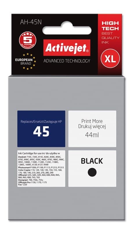 Activejet AH-45N mustepatruuna (korvaa HP 45 51645A:lle; Supreme; 44 ml; musta)
