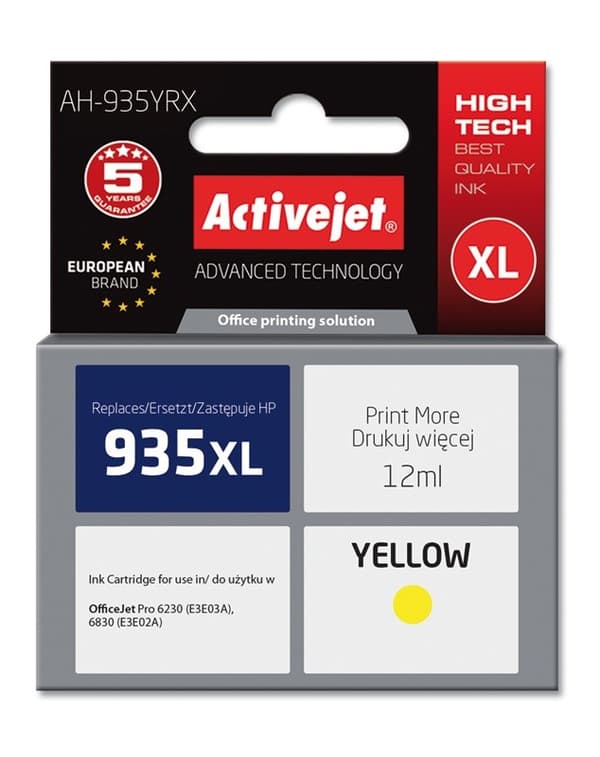 Activejet AH-935YRX blæk (erstatning for HP 935XL C2P26AE; Premium; 12 ml; gul)