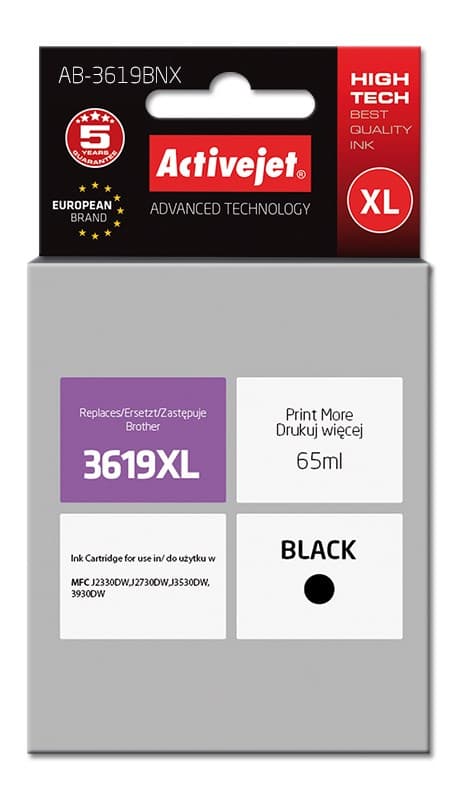 Activejet AB-3619BNX blæk (erstatning for Brother LC3619Bk XL; Supreme; 65 ml; sort)