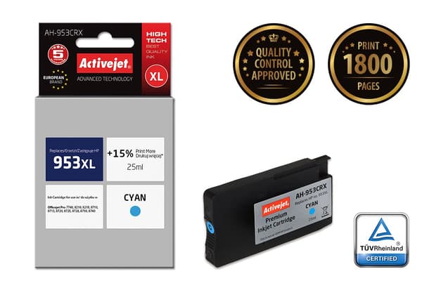 Activejet AH-953CRX blæk (erstatning for HP 953XL L0S70AE; Premium; 50 ml; sort)