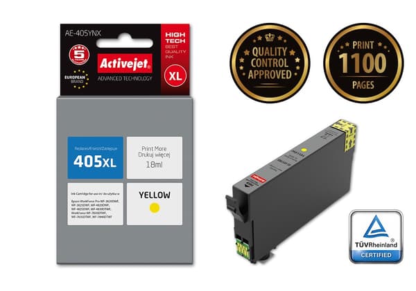 Activejet AE-405YNX-bläck (ersättning för Epson 405XL C13T05H44010; Supreme; 18ml; gul)
