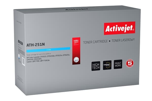 Activejet ATH-251N toner (ersättning för HP 504A CE251A, Canon CRG-723C; Supreme; 7000 sidor; cyan