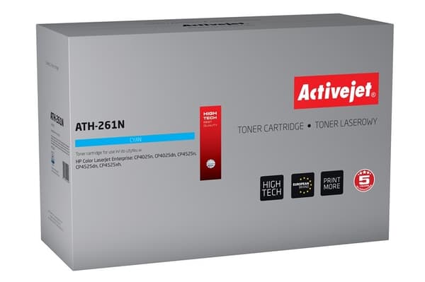 Activejet ATH-261N toner til HP printer; HP CE261A udskiftning; Supreme; 11000 sider; cyan