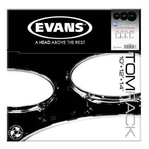 Evans förpackningar med Evans Onyx-2, Fusion dubbelskiktade tomhuvuden (10", 12" och 14")