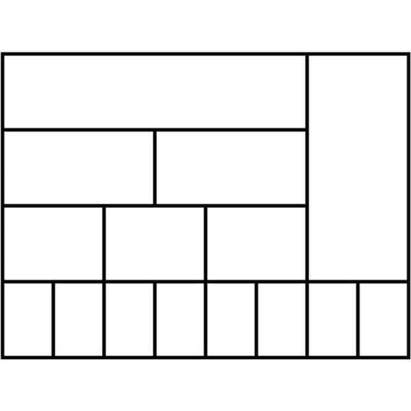 raaco Assorter 4-15 Låda (L x B x H) 338 x 260 x 57 mm Antal fack: 15 fast underavdelning Innehåll 1 st