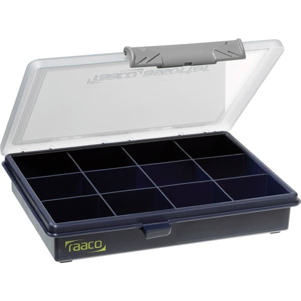 raaco Assorter 6-12 Låda (L x B x H) 175 x 143 x 32 mm Antal fack: 12 fast underavdelning Innehåll 1 st