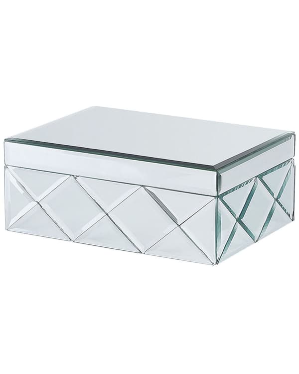 Smyckeskrin Silver Stål Glas Spegel Dekorativ förvaringsorganisator 25 x 18 x 11 cm Modern Glam Accent
