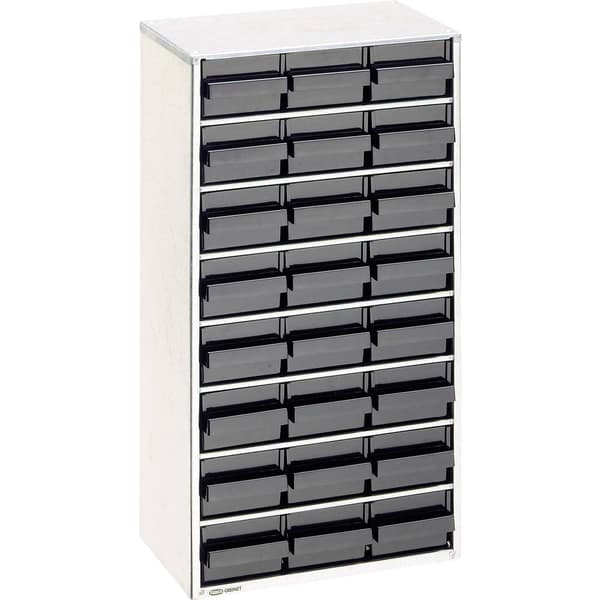 ESD raaco 1224-02 ESD-stålmagasin (L x B x H) 306 x 150 x 552 mm Antal fack: 24 inkl. jordningskabel Innehåll 1 st