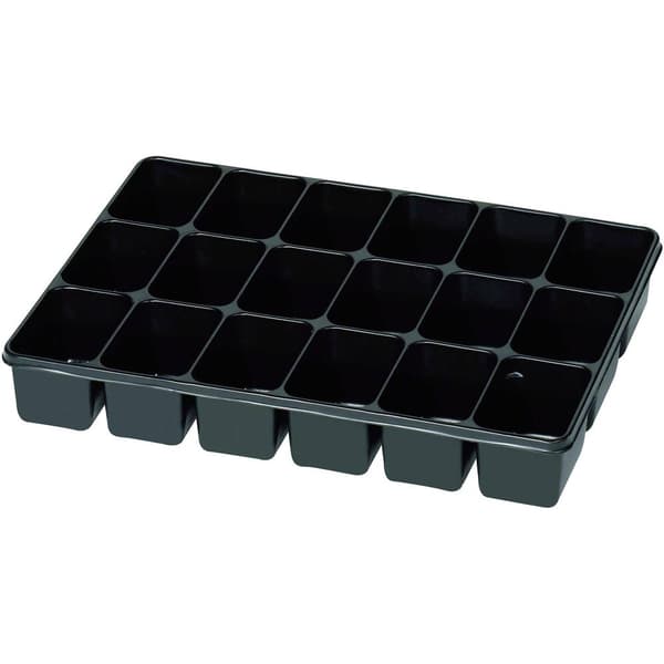 Låda (L x B x H) 335 x 235 x 50 mm Antal fack: 18 fast underavdelning Innehåll 1 st