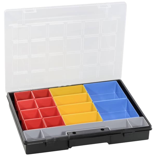Allit EuroPlus Flex 37-17, schwarz Sortimentlåda (L x B x H) 370 x 295 x 55 mm Antal fack: 17 Genomskinligt lock Innehå
