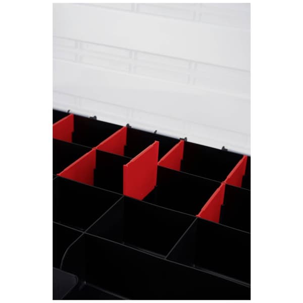 Verkstad Alutec 56080 Sortimentlåda (B x H x D) 470 x 80 x 373 mm Antal fack: 18 rörlig underavdelning Innehåll 1 st