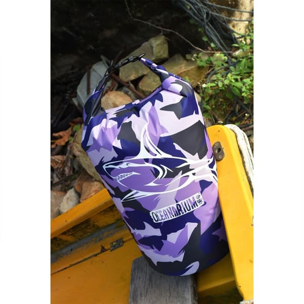 Oceanarium Tør Sæk Great White Shark Camo 15l Hvid,Lilla