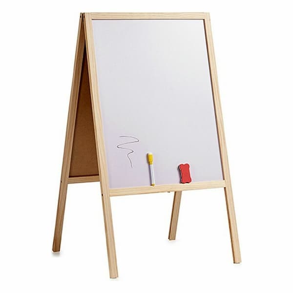 Tavle 2 i 1 Hvid Sort Træ Metal 52 x 90 x 4 cm (6 enheder)
