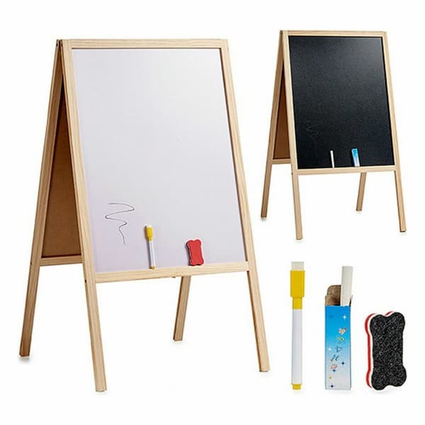 Tavle 2 i 1 Hvid Sort Træ Metal 52 x 90 x 4 cm (6 enheder)