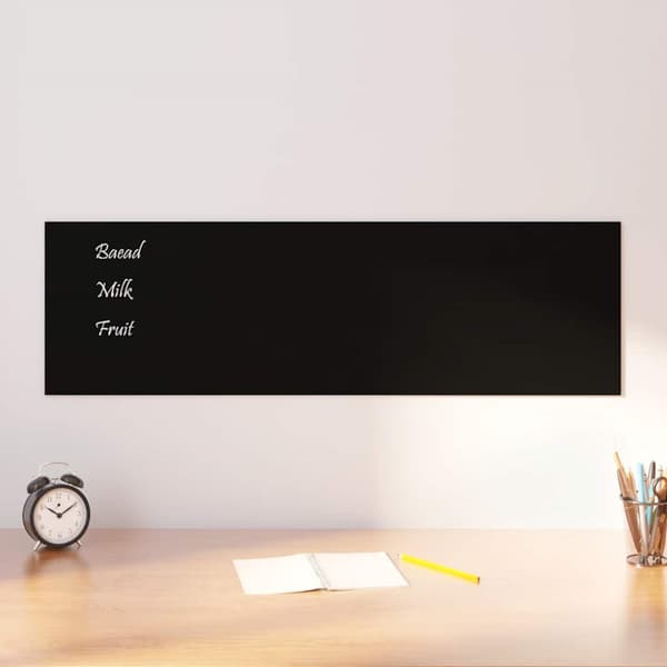 Väggmonterad magnettavla svart 100x30 cm härdat glas