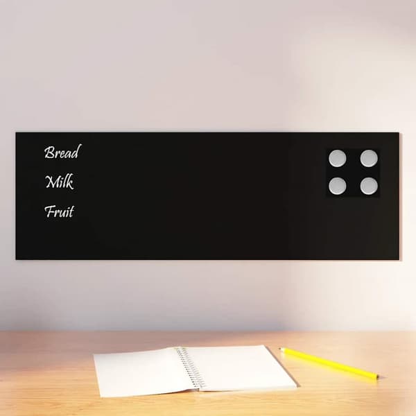 Väggmonterad magnettavla svart 60x20 cm härdat glas