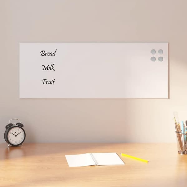 Väggmonterad magnettavla vit 80x30 cm härdat glas