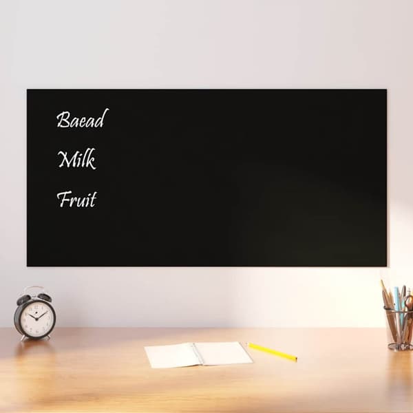 Väggmonterad magnettavla svart 100x50 cm härdat glas