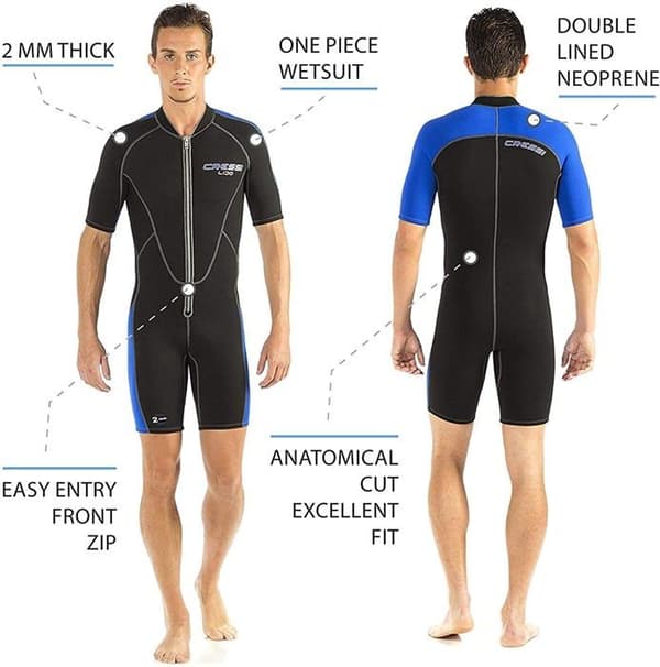 Cressi dykardräkt - XLV455525 - Lido Man - Neopren Shorty våtdräkt för män - Simning Snorkling och dykning