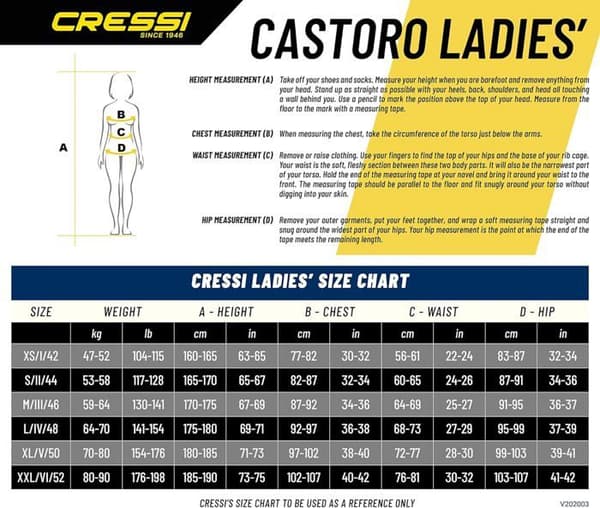 Cressi - XLR106855 - Castoro Lady Monopiece våtdräkt - Dykardräkt Finns i 5 eller 7 mm Neopren, Multicolos, för kvinnor