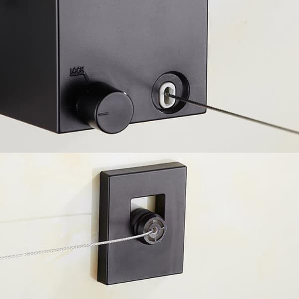 Uttrekkbar vaske-/tørkelinje med plassbesparende design - Svart
