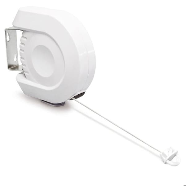 Relaxdays Uttagbar tvättlina, 12 m, klädställning, inomhus/ utomhus, torkställning, tvättlina, plast, vit