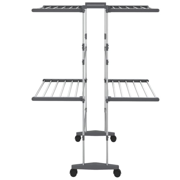 vidaXL Torkställning på hjul 2 nivåer silver 60x70x106 cm