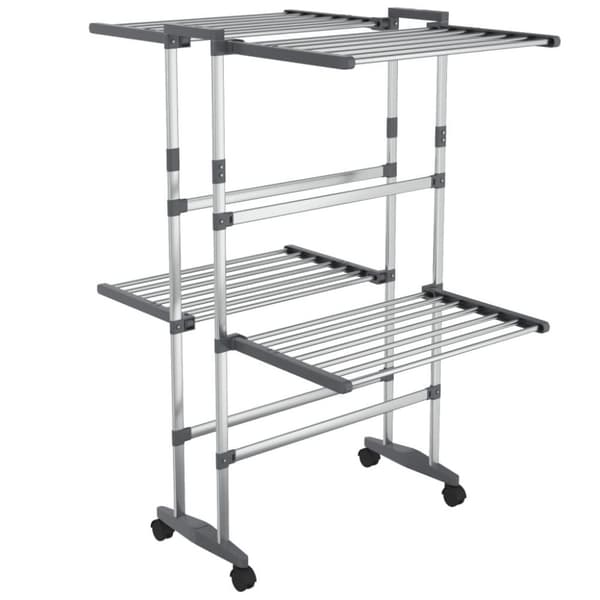 vidaXL Torkställning på hjul 2 nivåer silver 60x70x106 cm