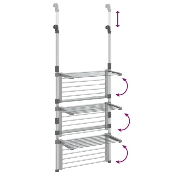 vidaXL Hengende tørkestativ med 3 etasjer aluminium