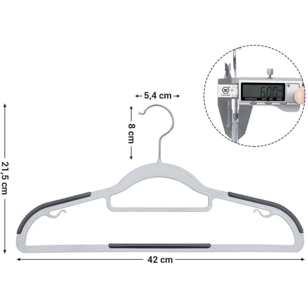 Rootz Lyxiga Klädhängare - Set med 30 - Klädhängare - Plast - Anti-Slip - Platssparande - 360° roterbar - Grå