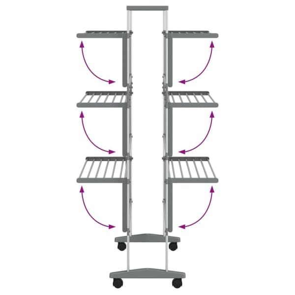 vidaXL Tørkestativ med hjul 89x64x129 cm aluminium