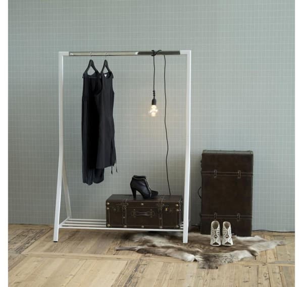 Klädställ BRENT, 117x59xH165cm, metall vit/krom